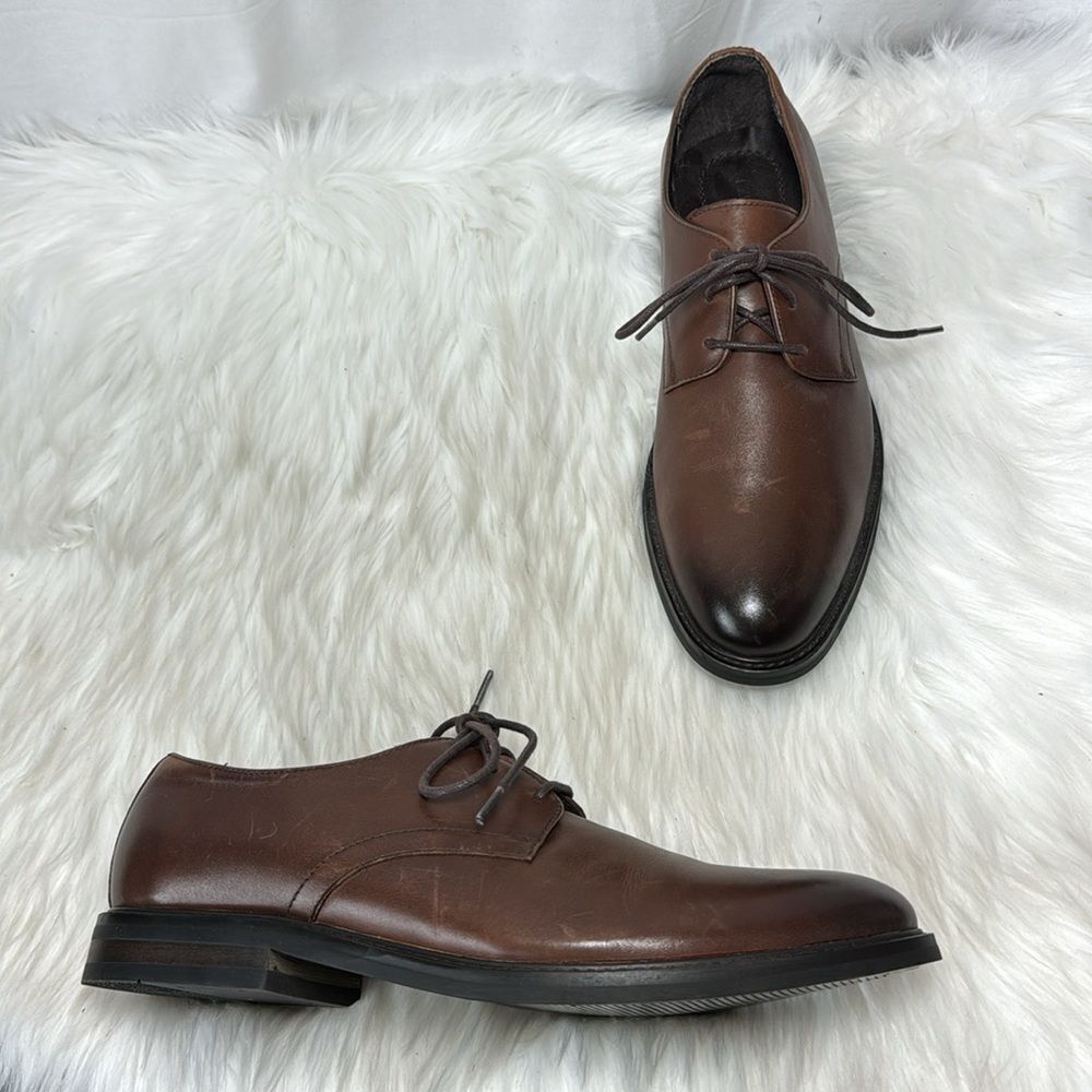 Express Cognac Brown Leather Ombre Toe Oxfords Sz 10
